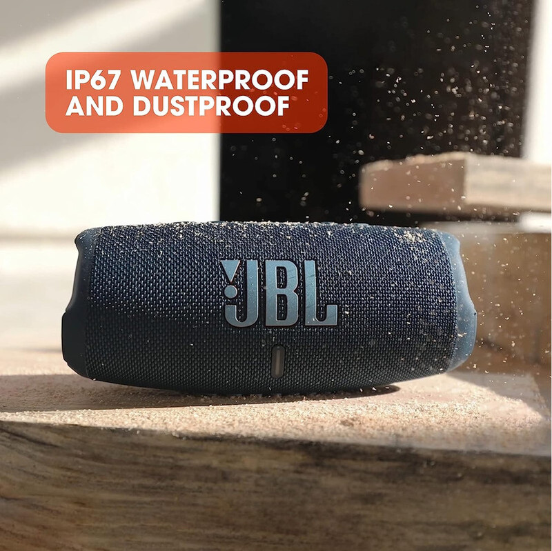 JBL Charge 5 Portable Speaker, Built-In Powerbank, Powerful Pro Sound, Dual Bass Radiators, 20H of Battery, IP67 Waterproof And Dustproof, Wireless Streaming, Connect - Blue, JBLCHARGE5BLU