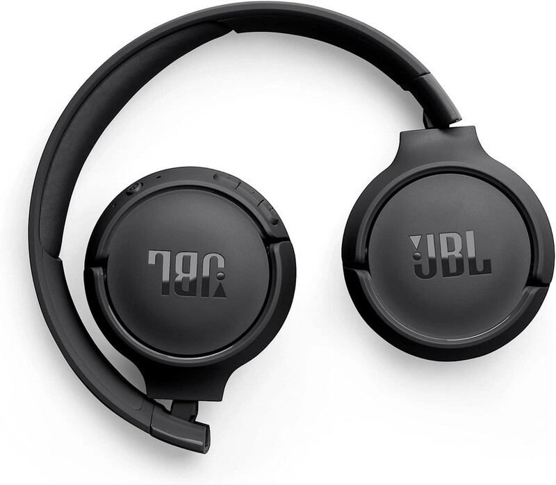 JBL Tune 520BT Wireless On-Ear Headphones, Pure Bass Sound, 57H Battery with Speed Charge, Hands-Free Call + Voice Aware, Multi-Point Connection, Lightweight and Foldable - Black, JBLT520BTBLK