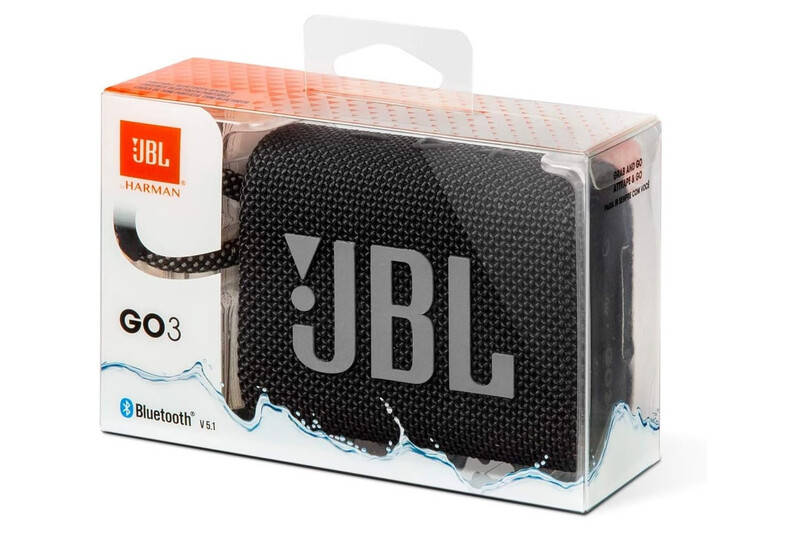 JBL Go 3 Portable Waterproof Speaker with Pro Sound, Powerful Audio, Punchy Bass, Ultra-Compact Size, Dustproof, Wireless Bluetooth Streaming, 5 Hours of Playtime - Black, JBLGO3BLK