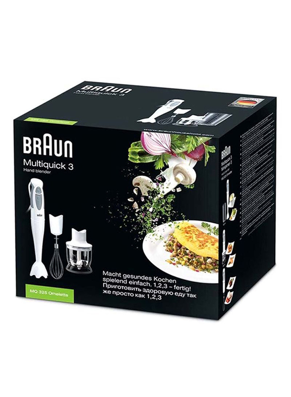 Braun Electric Hand Blender, 550W, MQ 320, White/Silver/Clear