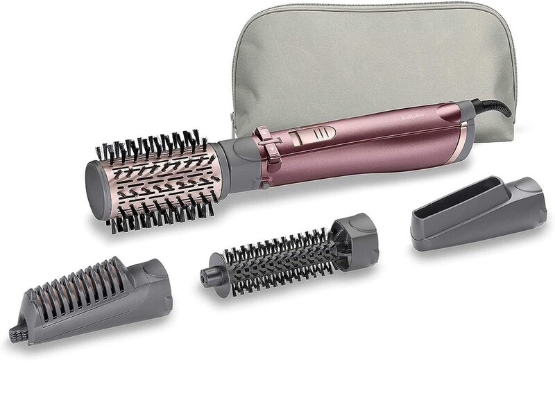 BaByliss 4 in 1 Rotating Air Styler Brush, Potent 1000W Styler For Ultra-Fast Drying, Salon Finish with Interchangeable Attachments For Hair Volumizing, Smoothing & Straightening , AS960SDE (Purple)