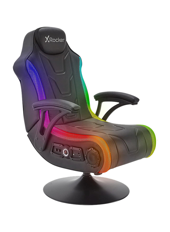 Xrocker Monsoon RGB 4.1 Stereo Audio Gaming Chair with Vibrant LED Lighting for PC, Black