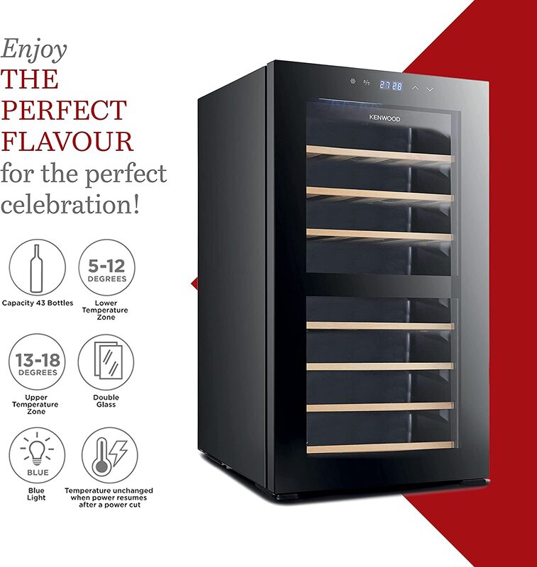 Kenwood Single Door Cooler Refrigerator with Dual Temperature Zone, 43L, Bcw43.000, Black