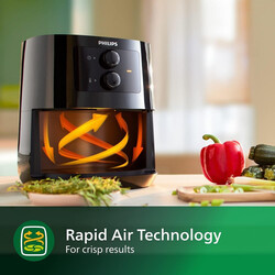 Philips Essential Air Fryer With Rapid Air Technology, Analogue, Black, Hd9200/91