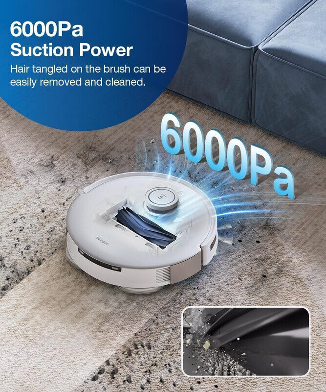 ECOVACS T20 Omni Robot Vacuum Cleaner Auto Clean and Auto Empty,Deep Sweeping and Mopping, 6000PA Strongest Suction, Auto-Lift Mopping, 55degree Hot Water Mop Washing