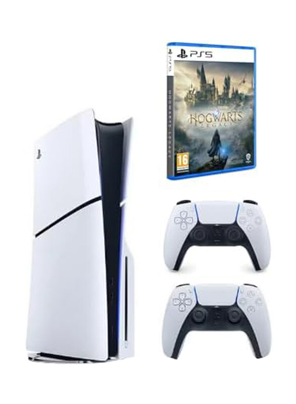 

Sony PlayStation 5 Slim Disc Console, 1TB, With 2 Controllers and 1 Game (Hogwarts Legacy), International Version, White