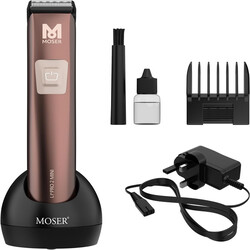 Moser Li+Pro2 Mini Professional Hair Trimmer, With 3-Speed Levels For Perfect Trimming and Styling, Intelligent Push Button With Charging Stand, Quick Charge 3 Hours Run Time -1588-0151