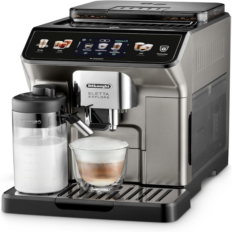 Delonghi Eletta Explore Bean to Cup coffee machine with Latte cream Hot and cool Technology, Cold extraction technology, ECAM450.86.T