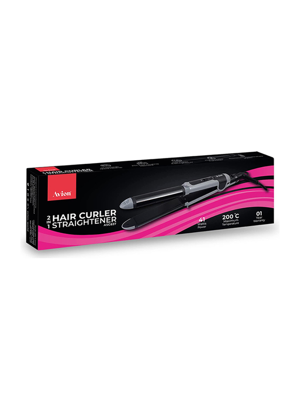 Avion 2-in-1 Hair Curler & Straightener, ASC837, Black