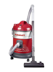 Admiral Drum Vacuum Cleaner with Anti-Bacterial Filter, 25L, 2200W, ADVD2522AC, Red