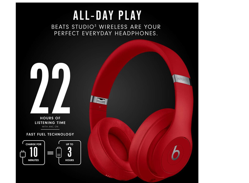 Beats Studio3 Wireless Over Ear Headphones Red