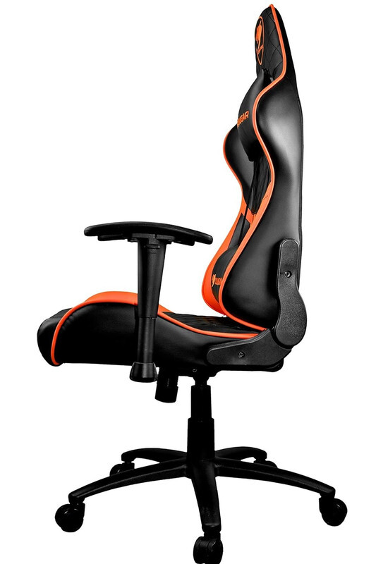 Cougar Gaming Chair Armor One, Steel-Frame, Breathable Pvc Leather, 180° Recliner System, 120Kg Weight Capacity, 2D Adjustable Arm-Rest, Steel 5-Star Base,Orange,3MARONXB.0001