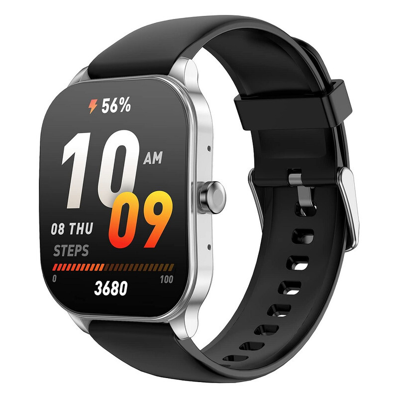 Amazfit Pop 3S Smart Watch with 1.96 inch AMOLED Display, Bluetooth Calling, AI Voice Assistance, 100 Sports Modes, 24H HR Monitor, Music Control,Silver