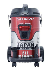 Sharp Can Vacuum Cleaner, 21L, 2100W, ECCA2121, Red/Black/Silver