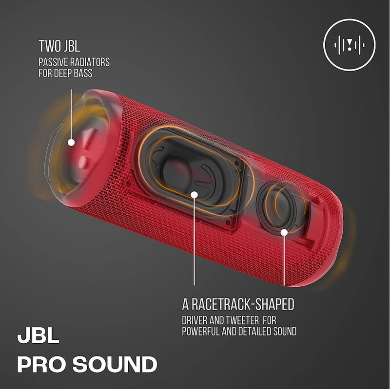 JBL Flip 6 Portable IP67 Waterproof Speaker with Bold JBL Original Pro Sound, 2-Way Speaker, Powerful Sound and Deep Bass, 12 Hours Battery, Safe USB-C Charging Protection - Red, JBLFLIP6RED