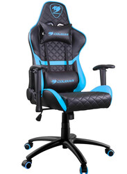 Cougar Gaming Chair Armor One, Steel-Frame, Breathable Pvc Leather, 180° Recliner System, 120Kg Weight Capacity, 2D Adjustable Arm-Rest, Steel 5-Star Base - Sky Blue,3MAOSNXB.0001