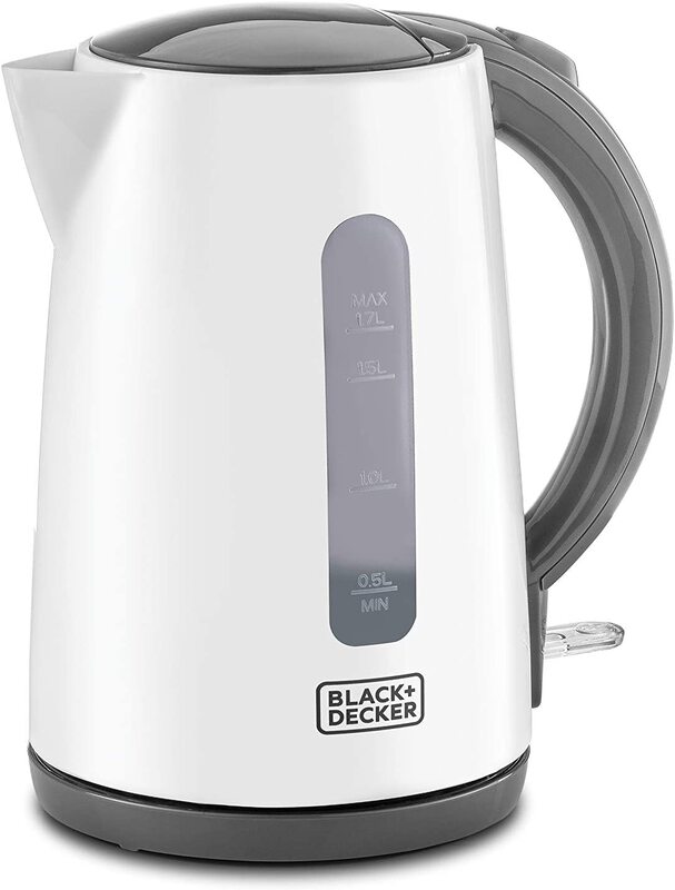 Black+Decker 1.7L Cordless Electric Kettle with Water-Level Indicator, 2200W, JC70-B5, White