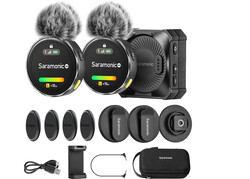 Saramonic BlinkMe B2 2.4GHz Wireless Lavalier Microphone With Touchscreen 2-Channel Quality Pickup 100m Range For iPhone,Android,Camera,Laptop,Clip-on Wireless Mics for Livestream,YouTube,TikTok,Vlog