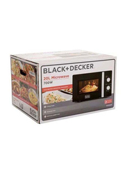 Black+Decker 20L Microwave Oven with Defrost Function, 700W, MZ2010P-B5, Black/Silver