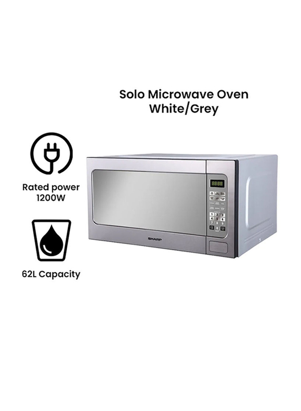Sharp 62L Microwave Oven, 1200W, R-562CT(ST), White/Grey