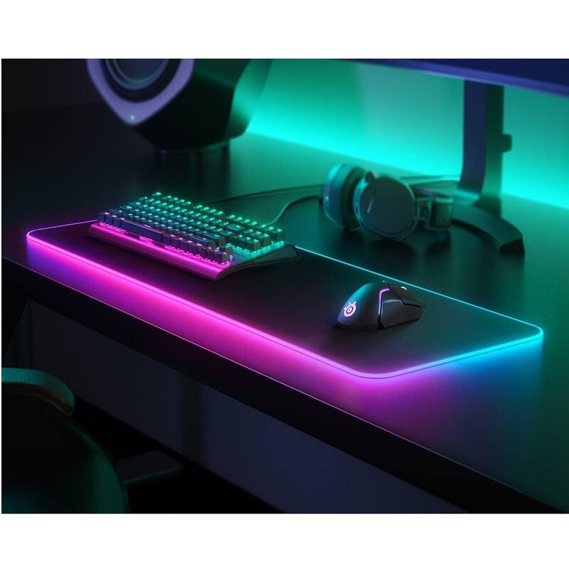 SteelSeries QcK Prism Cloth Gaming Mouse Pad , 2-zone RGB Illumination Real-time Event Lighting Optimized For Sensors Size XL (900x300mm)