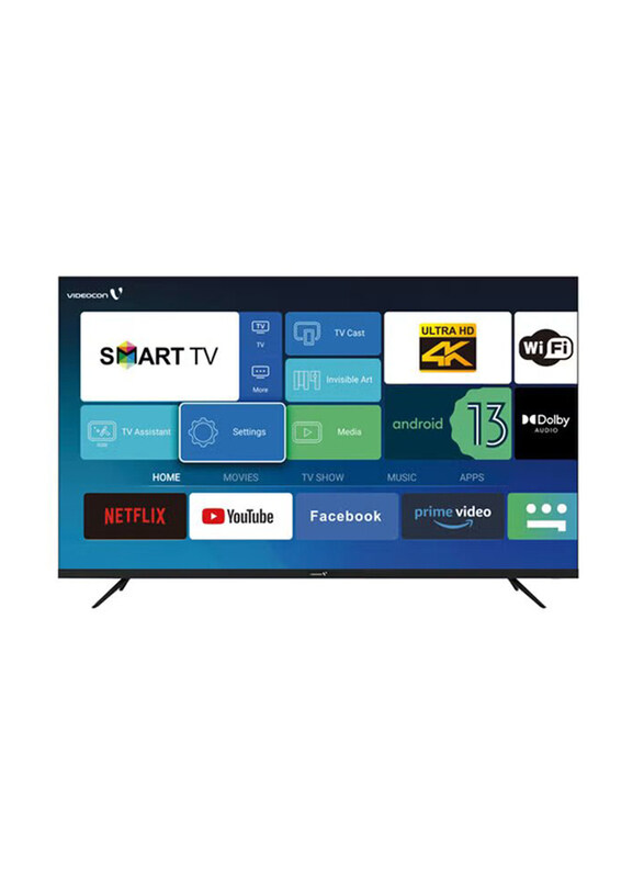 

Videocon 55-Inch Edgeless 4K UHD Smart LED TV with Dolby Audio and Wall Mount, E55el1100, Black