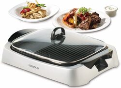 Kenwood Griddle with Glass Lid, 2000W, HG266, Silver/Black