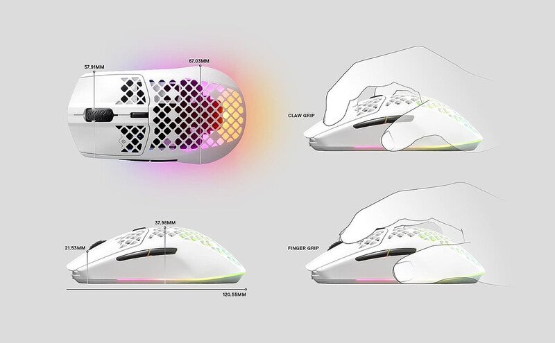 Steelseries Aerox 3 Wireless Snow (2022)  Super Light Gaming Mouse, 68G,Water Resistant Design , 200 Hour Battery Life