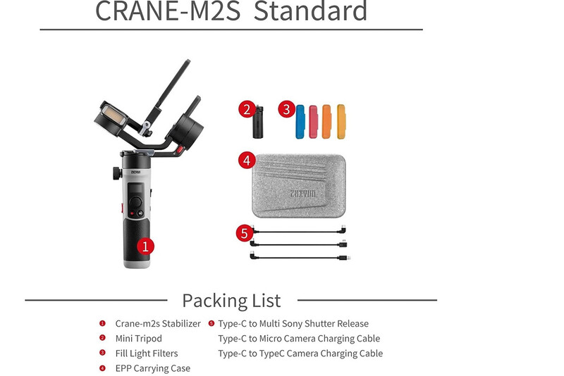 Zhiyun Crane M2S Handheld 3-Axis Stabilizer with Carrying case, VCUTECH Cleaning Cloth, SD Card Reader, Professional Lightweight Gimbal Stabilizer for Mirrorless Camera, Gopro, Smartphone
