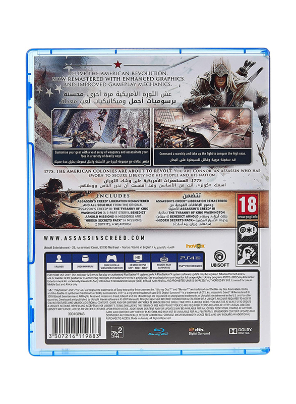 Assassins Creed 3 Remastered for PlayStation 4 (PS4) by Ubisoft