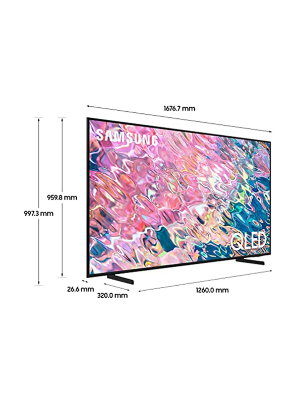 Samsung 75-Inch Flat Smart TV 4K HDR QLED TV, QA75Q60BAUXZN, Black