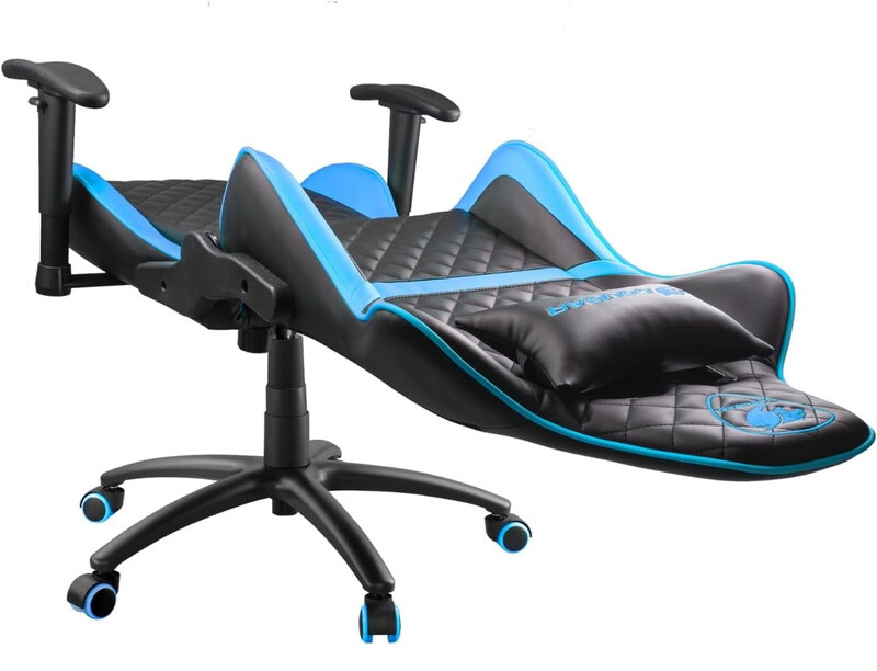 Cougar Gaming Chair Armor One, Steel-Frame, Breathable Pvc Leather, 180° Recliner System, 120Kg Weight Capacity, 2D Adjustable Arm-Rest, Steel 5-Star Base - Sky Blue,3MAOSNXB.0001