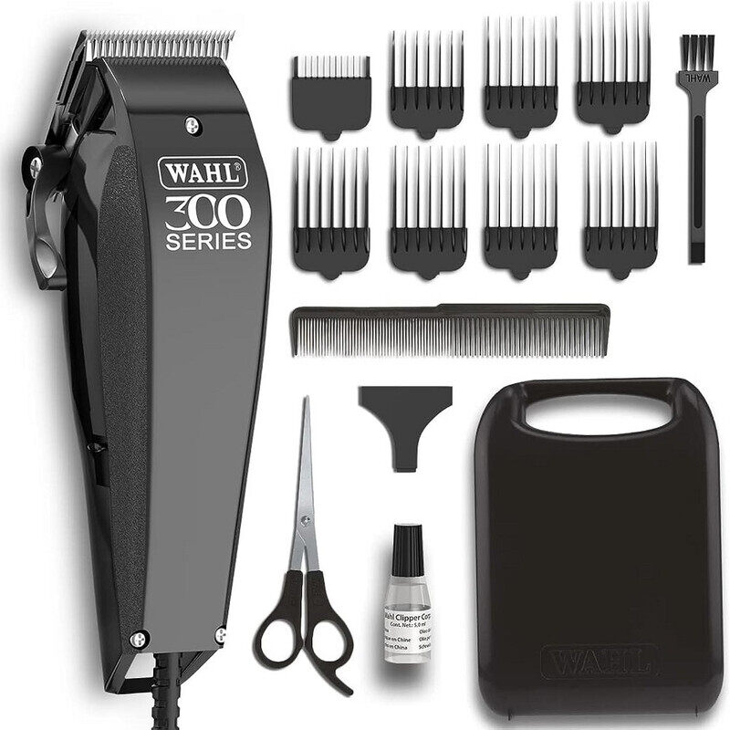 Wahl Home Pro 300 Series Hair Cutting Kit, Corded Hair Clipper Kit For Mens Grooming, 8 Comb Attachments, Self Sharpening Precision Blades With Taper Lever, 09247-1327