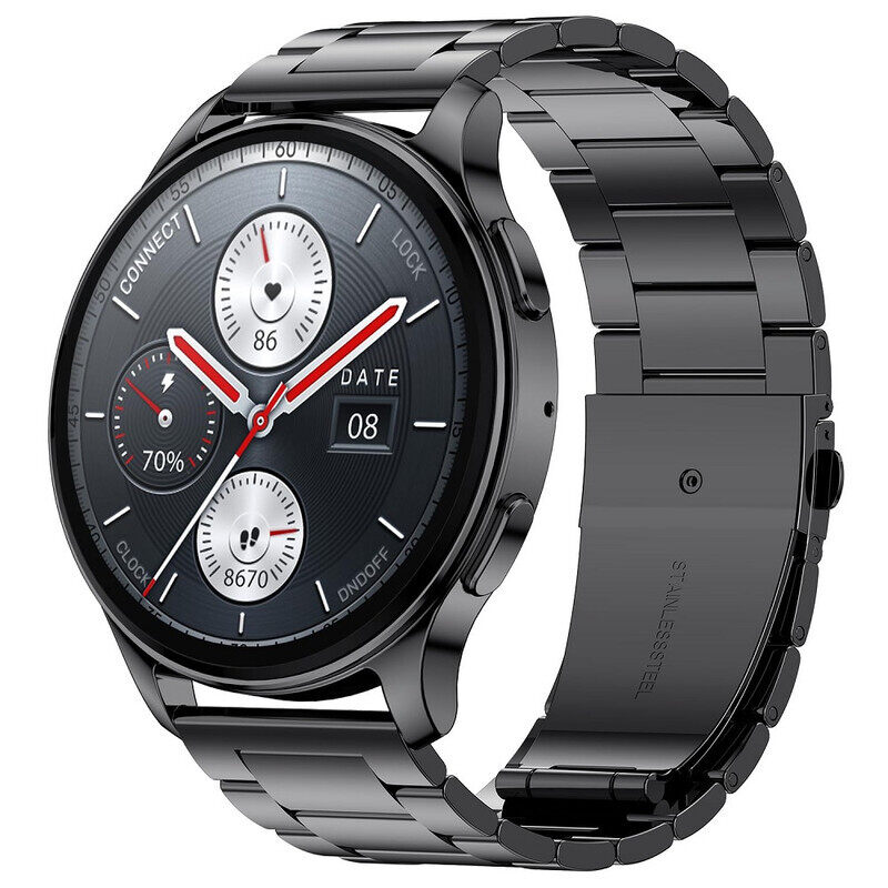 Amazfit Pop 3R Smart Watch,1.43 inch AMOLED Display, Bluetooth Calling, SpO2, 12-Day Battery Life, AI Voice Assistance, 100 Sports Modes, 24H HR Monitor, Music Control ,Metallic Black