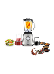 Kenwood 2L Glass Blender Smoothie Maker With Glass Grinder Mill, Meat Grinder/Chopper Mill, Ice Crush Function, 800W, BLP44.270SS, Silver