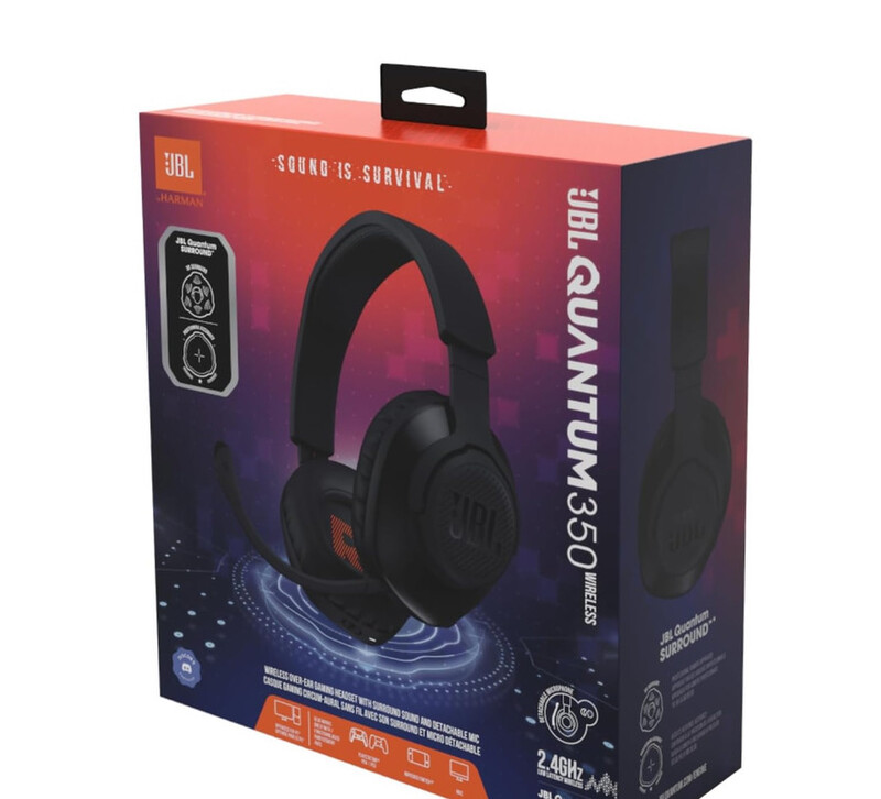 JBL Quantum 350 Wireless Pc Gaming Headset With Detachable Boom Mic, Lossless 2.4Ghz Wireless, Cinematic Quantumsound Signature, 22H Battery, Memory Foam Comfort, Pc + Consoles Compatible - Black