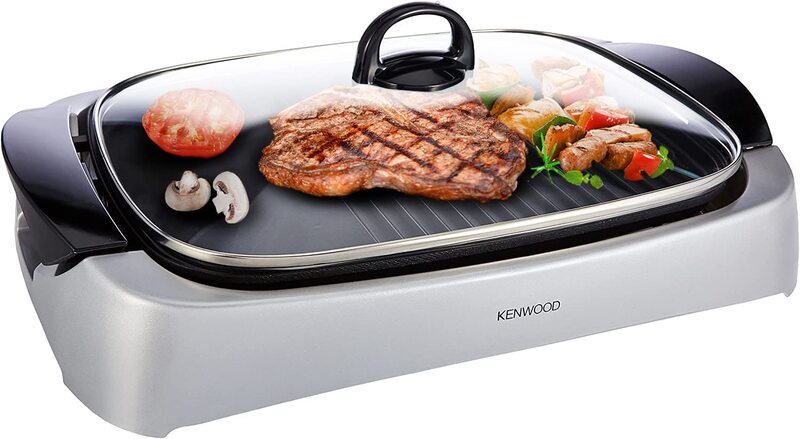 Kenwood Griddle with Glass Lid, 2000W, HG266, Silver/Black