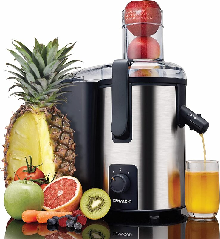 Kenwood Stainless Steel Juice Extractor with 75mm Wide Feed Tube, 700W, JEM50.000BS, Silver/Black