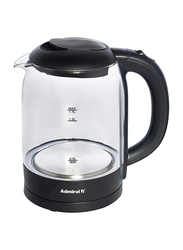Admiral 1.7L Electric Kettle with Glass Body, ADKT170G, Black/Clear