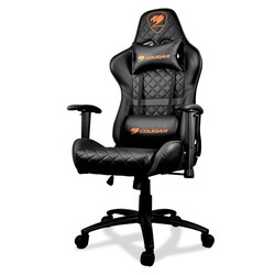 Cougar Gaming Chair Armor One, Steel-Frame, Breathable Pvc Leather, 180° Recliner System, 120Kg Weight Capacity, 2D Adjustable Arm-Rest, Steel 5-Star Base - Black,3MAOBNXB.0003