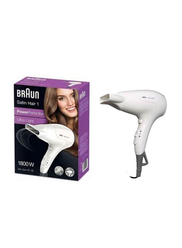 Braun Satin Hair 1 Power Perfection Dryer, 1800W, White