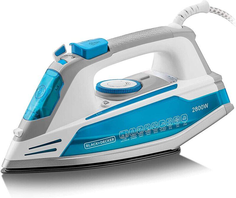 Black+Decker 2 Way Auto Shut-Off Steam Iron, 2800W, X2800-B5, White/Blue