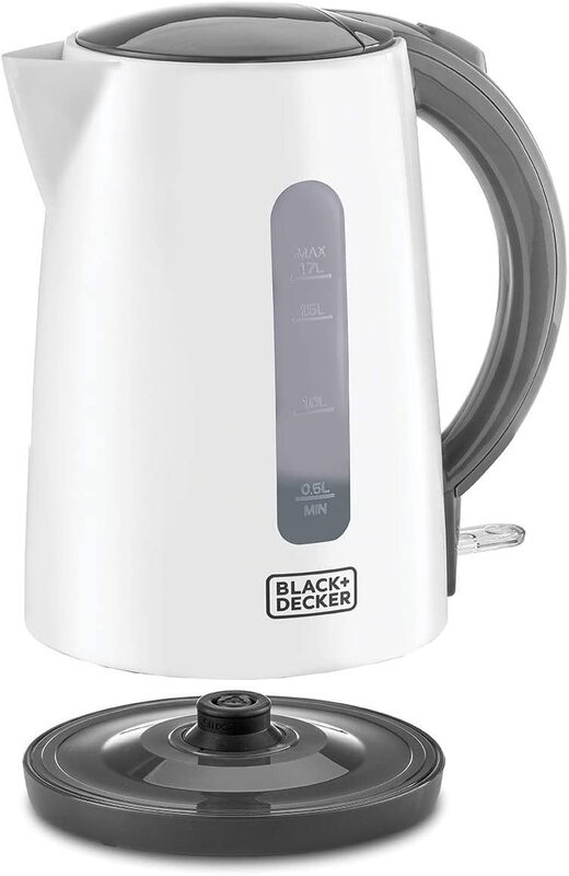 Black+Decker 1.7L Cordless Electric Kettle with Water-Level Indicator, 2200W, JC70-B5, White
