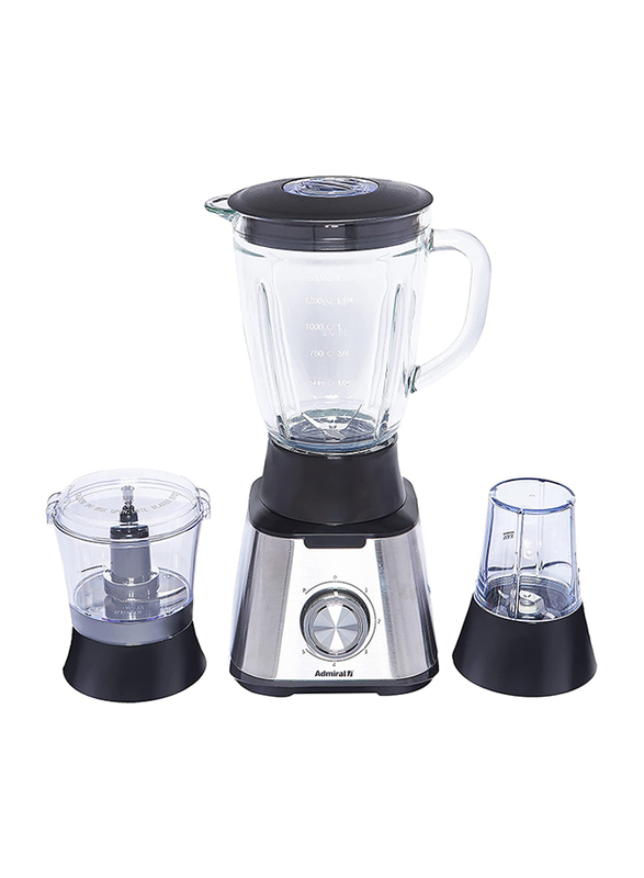 Admiral 1.5L Blender with Glass Jug & 76-20 Aluminium Motor, 600W, ADBL1560, Black/Silver