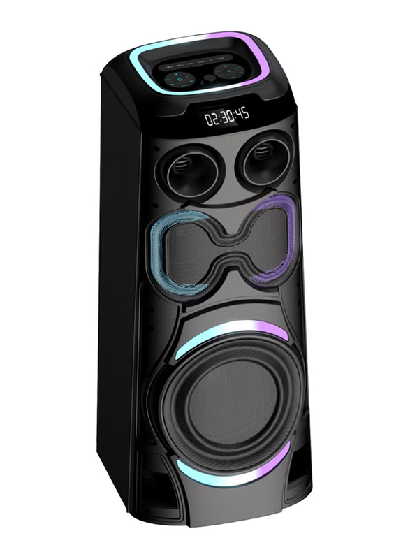 JVC Portable Party Speaker with LED Lights And Wireless Mic, XS-N6112PB, Black