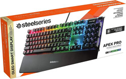 Steelseries Apex Pro Mechanical Gaming Keyboard AdjUStable Actuation Switches World'S Fastest Oled Display US Qwerty Layout (Ps4), Black