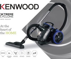 Kenwood Multi Cyclonic Bagless Canister Vacuum Cleaner, 2L, 1800W, Vbp50.000Bb, Black/Blue