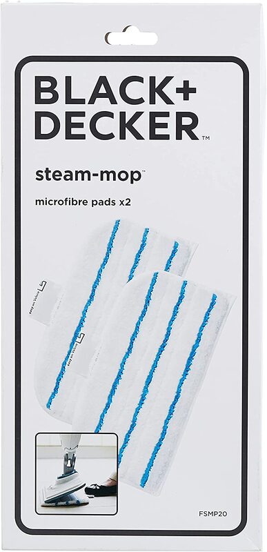 Black+Decker Steam Mop Replacement Pads, 2 Pieces, Fsmp20-Xj, White