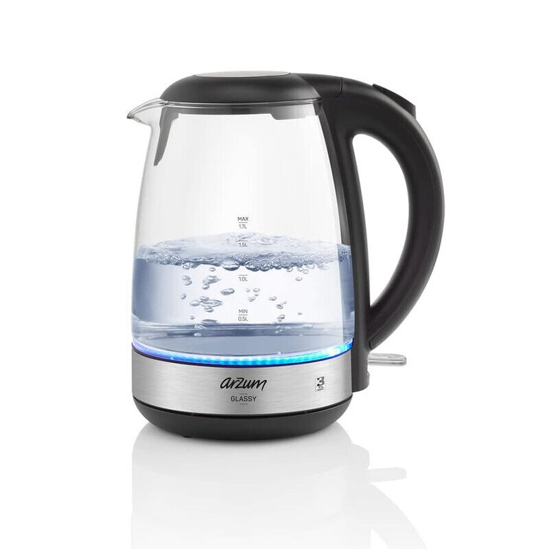 

Arzum AR3071 1.7 Liter Glassy Kettle Electric Tea Water Boiler With Blue LED 2200 Watts Indicator Light Model