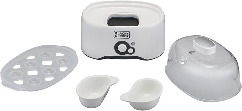 Black+Decker Egg Cooker with Cooking Rack, 280W, EG200-B5, White